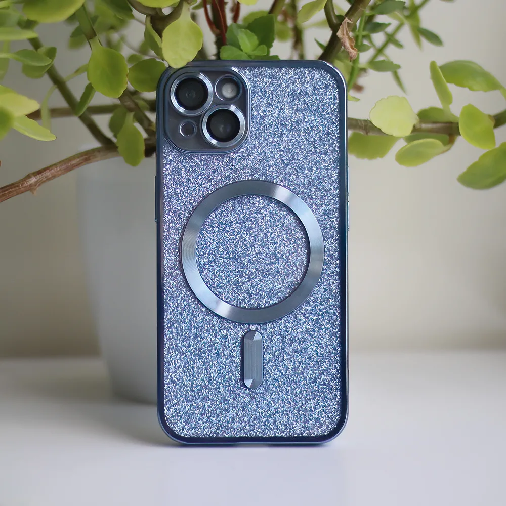 Glitter Chrome Mag-fodral för iPhone 15 Plus 6,7″ blå