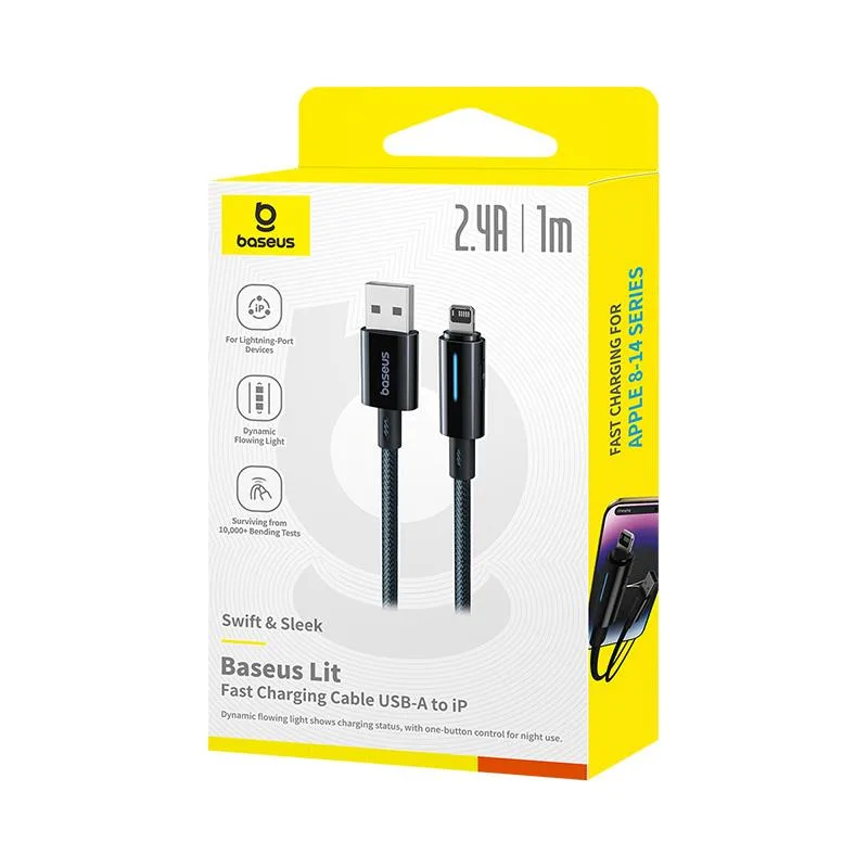 Baseus Lit Cable USB – Lightning 1m 2,4A Cosmic Black