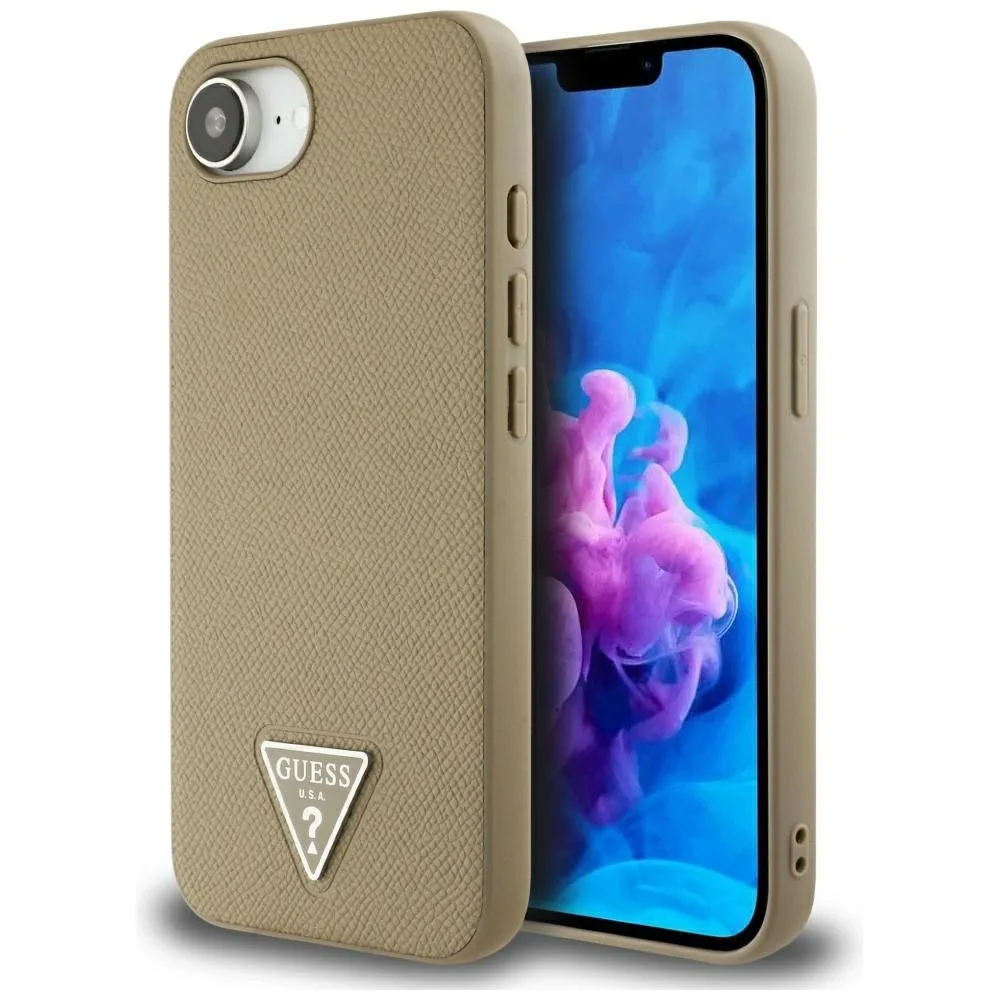 Guess HC MagSafe Kornig PU Triangel-logo-fodral för iPhone 16e Brun