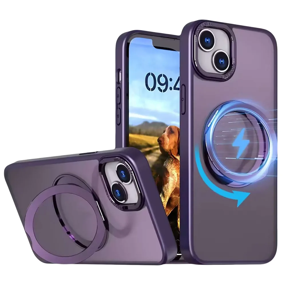 Mag Ring Roterande fodral för iPhone 15 Pro 6,1″ lila