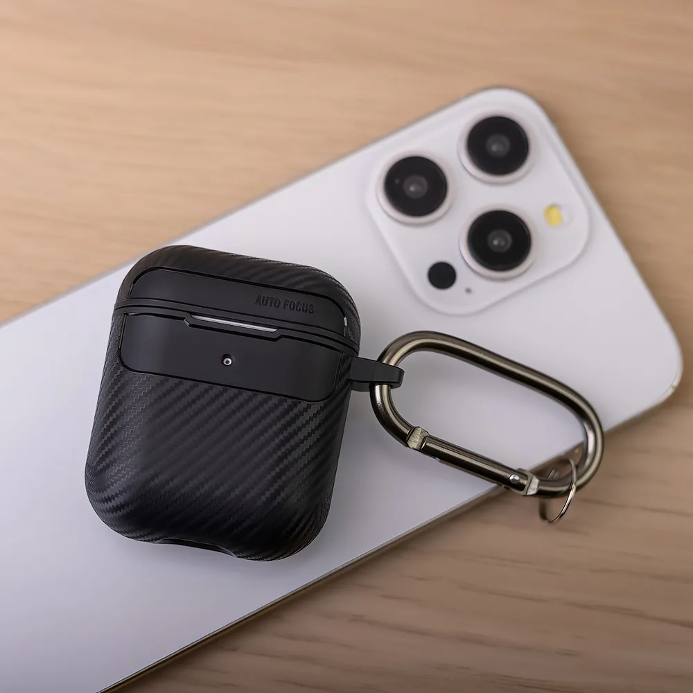 Kolfibershölje till AirPods / AirPods 2 – svart