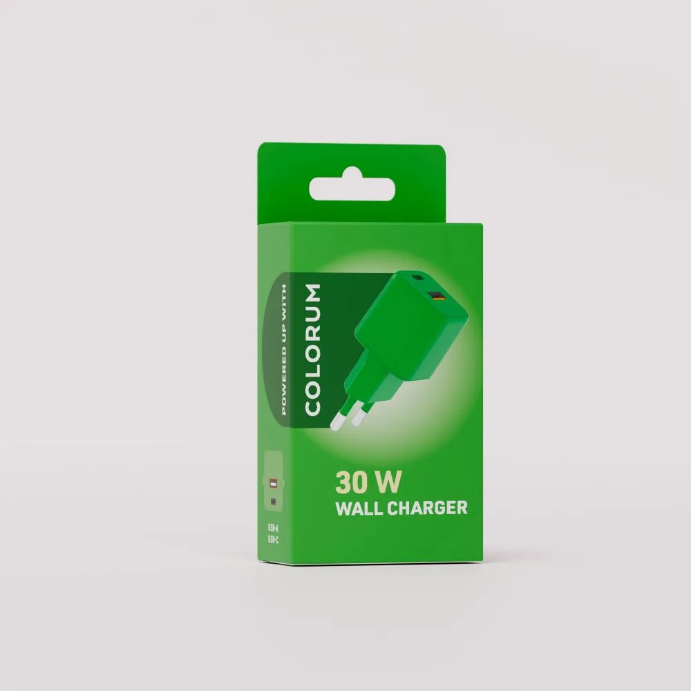 COLORUM wall charger USB-A + USB-C PD 30W CLS30-AC-04 xGreen