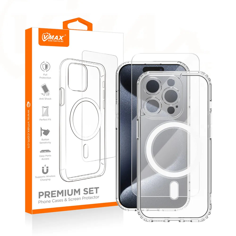 Vmax set Mag-fodral + glas 2,5D premium för iPhone 12 Pro 6,1″