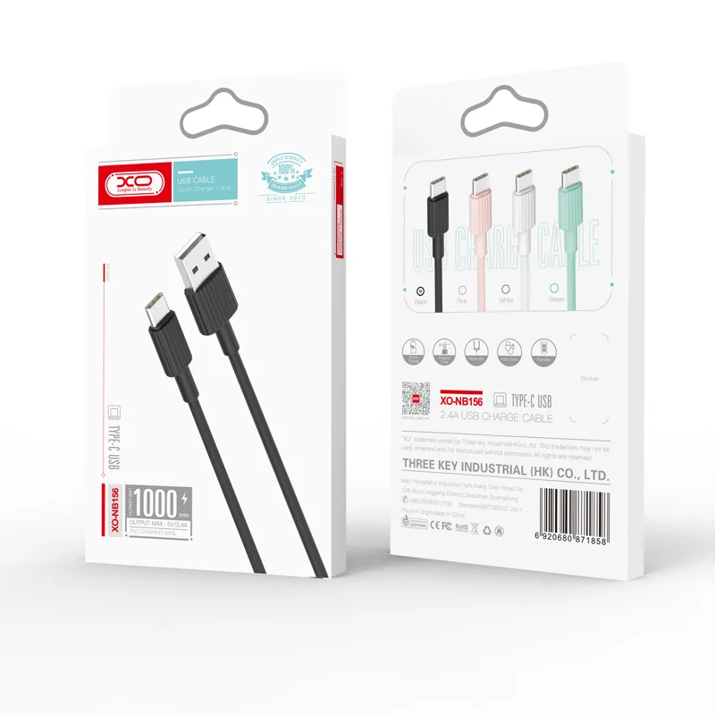 XO-kabel NB156 USB – Lightning 1,0 m 2,4A svart