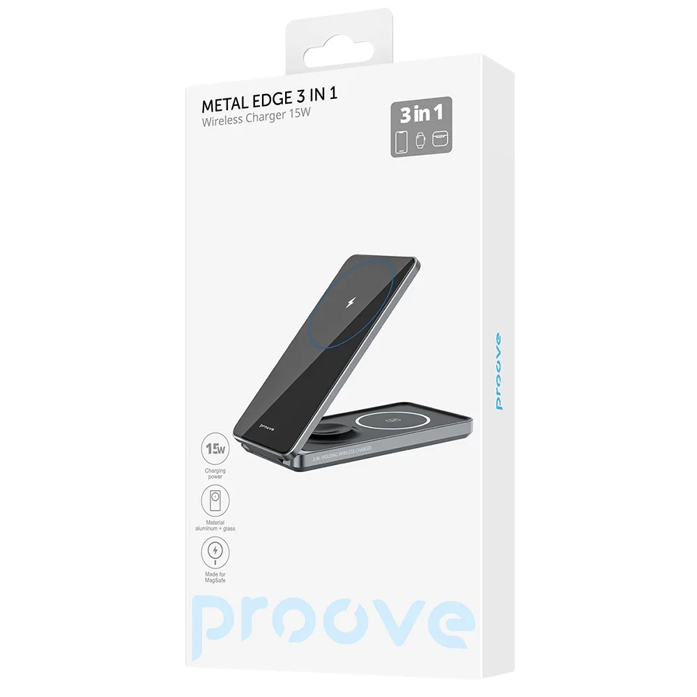 Proove trådlös laddare Metal Edge 3 i 1 grå