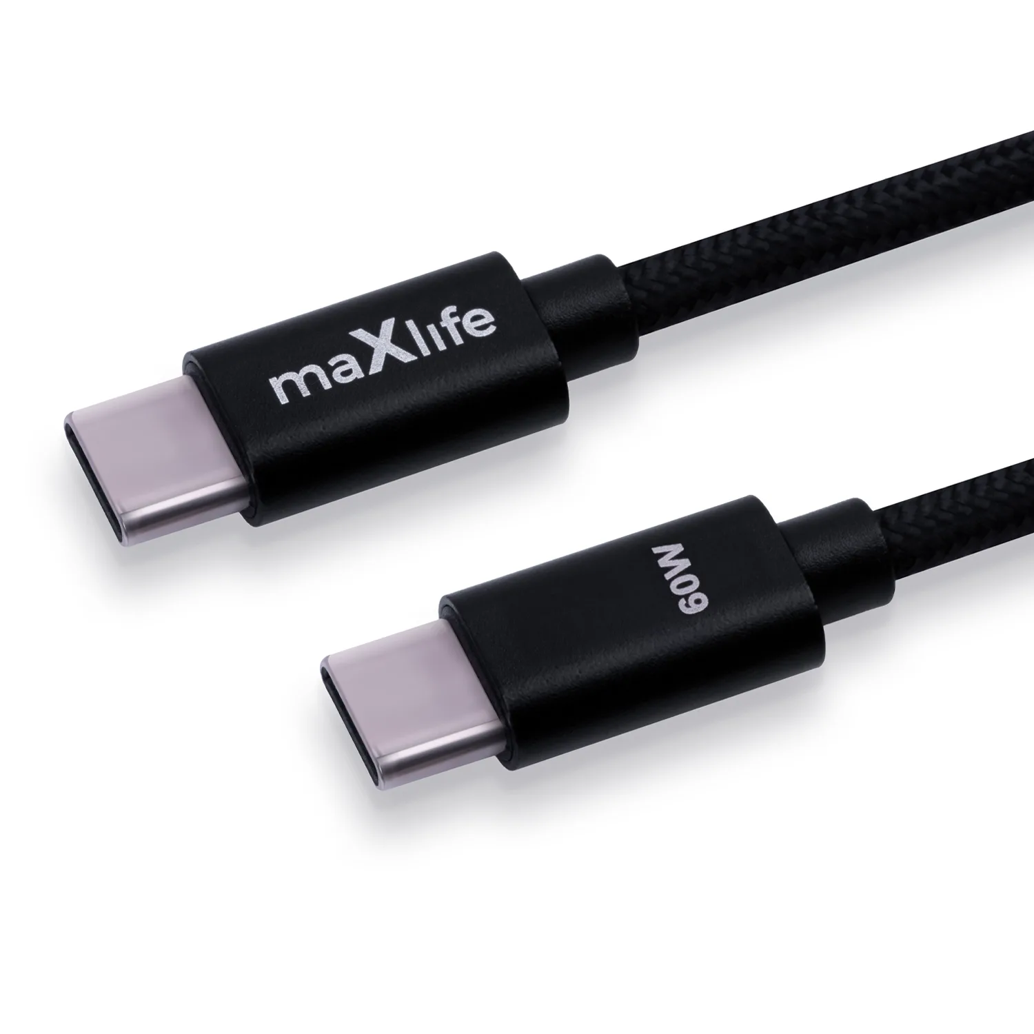 Maxlife MXUC-12 cable USB-C – USB-C 2,0 m 60W black