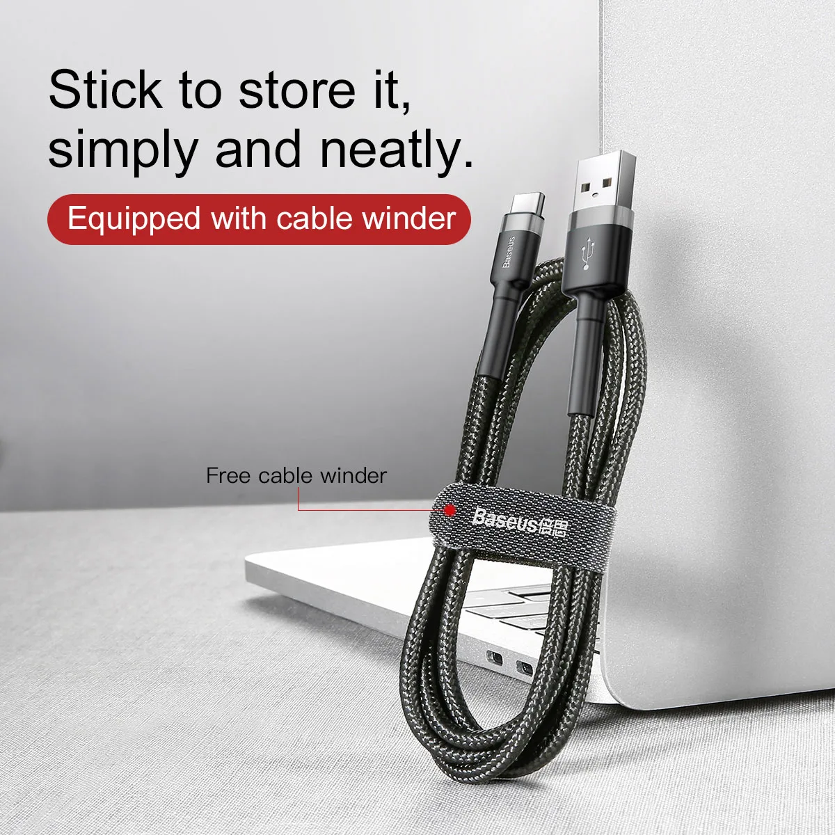 Baseus cable Cafule USB – USB-C 0,5 m 3A gray-black