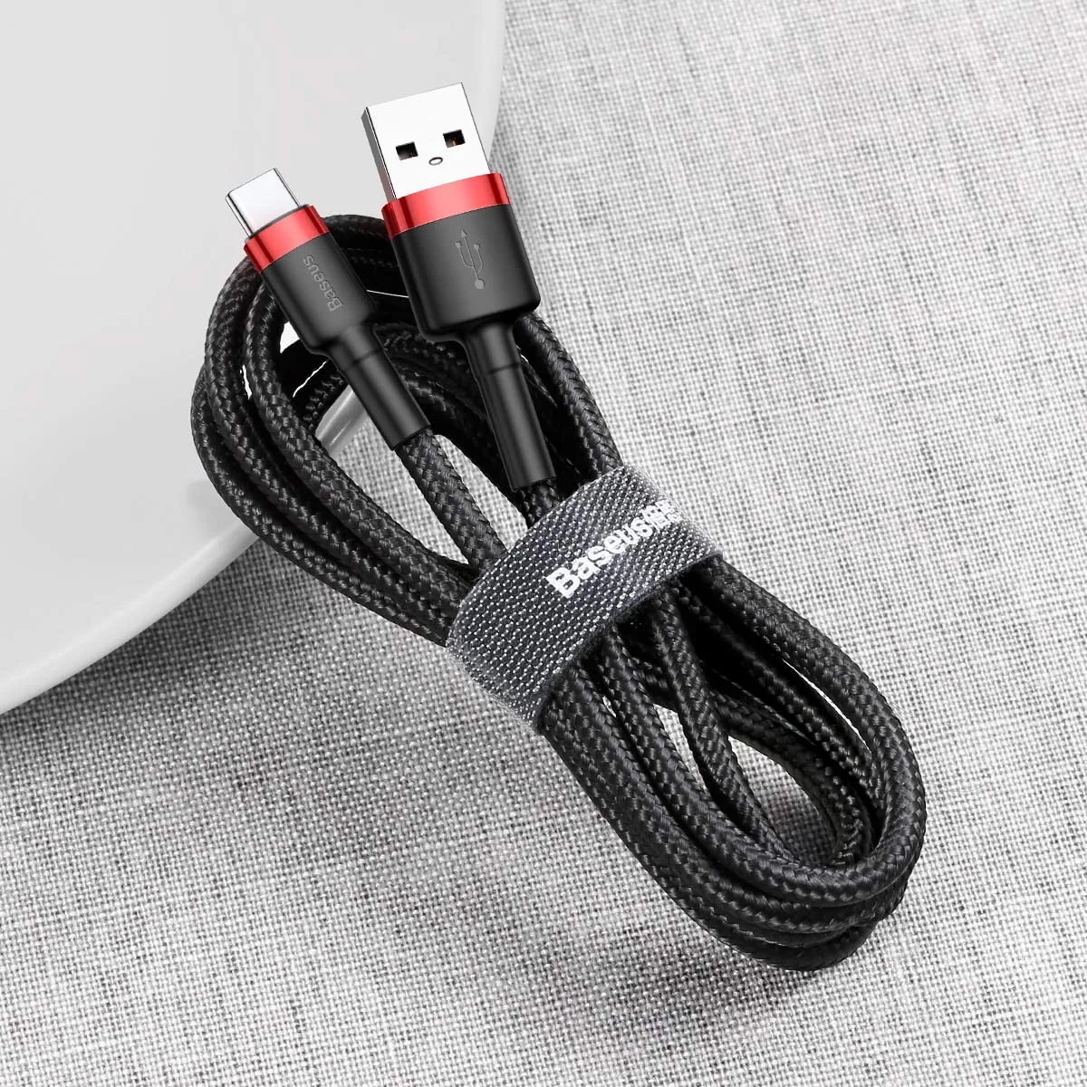 Baseus sladd Cafule USB – USB-C 1,0 m 3A röd-svart