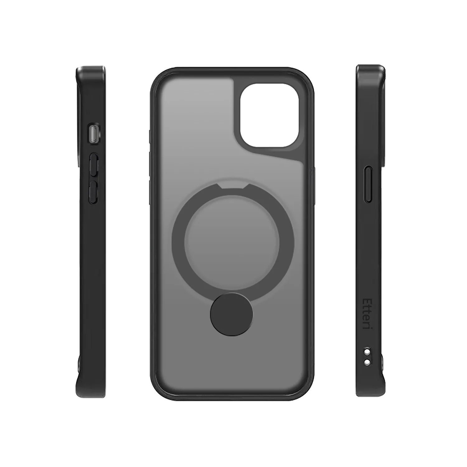 Etteri Matt Mag Ring-fodral för iPhone 14 6,1 tum svart