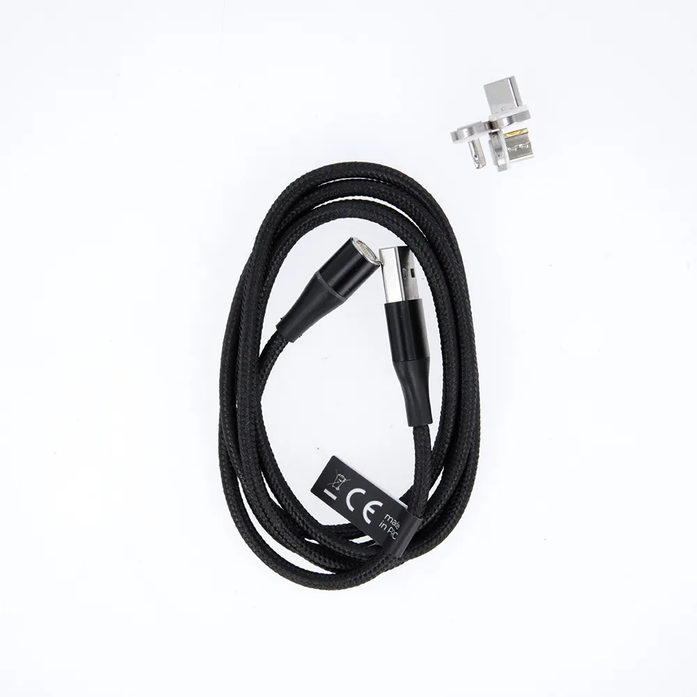 Maxlife MXUC-03 magnetkabel USB – Lightning + USB-C + microUSB 1,0 m 3A svart nylon