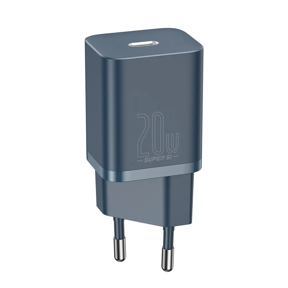 Baseus väggladdare Super Si PD 20W 1x USB-C blå + USB-C – Lightning-kabel