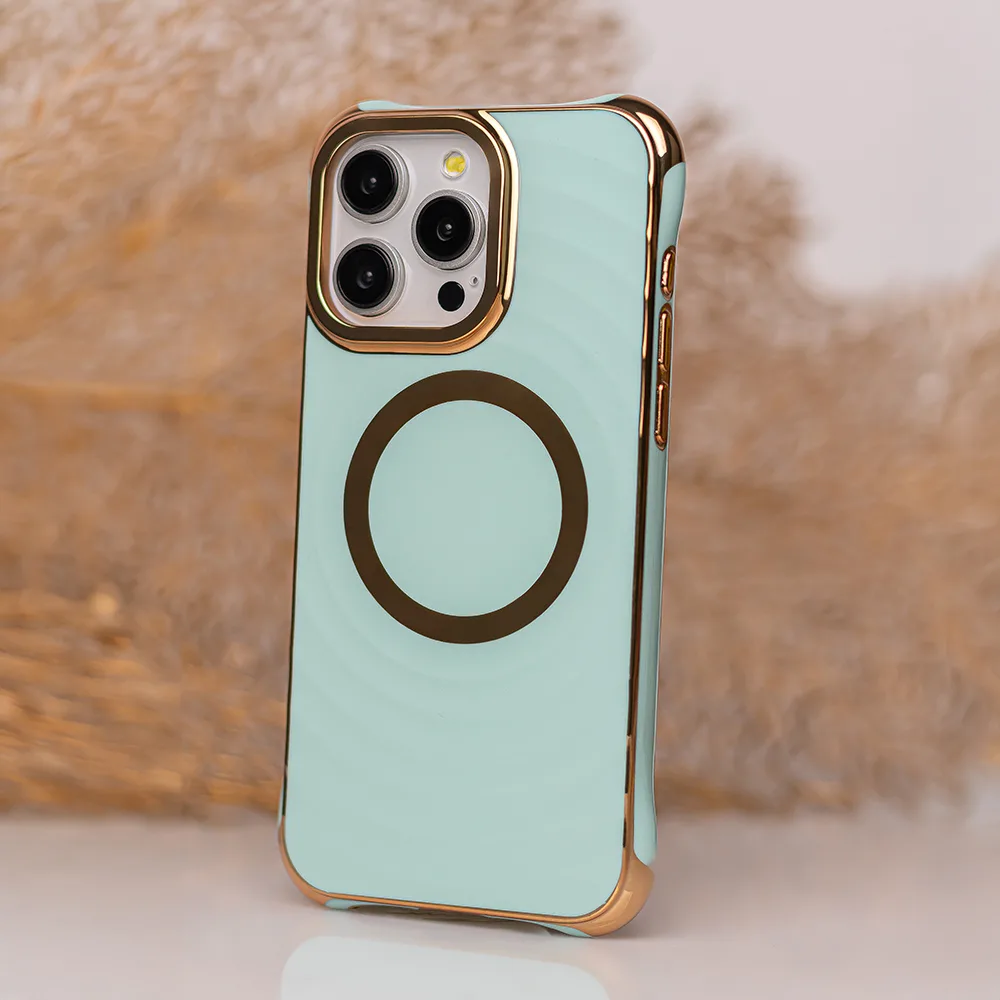 Circle Glam Mag-fodral för iPhone 13 Pro Max 6,7 tum i mintfärg