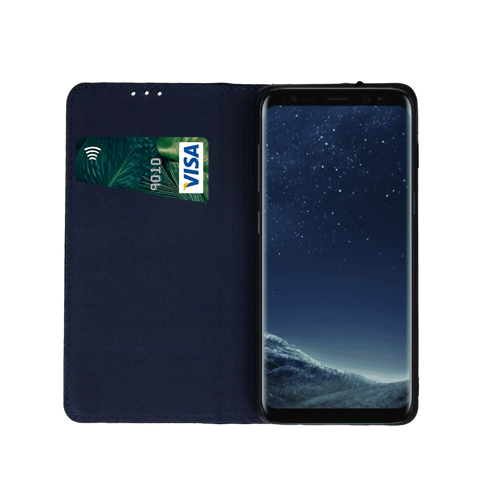 Äkta läder Smart Pro för Samsung Galaxy A25 5G (global) marinblå