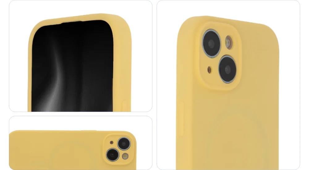 Mjuk Touch Mag-fodral för iPhone 15 Plus 6,7″ pastellgul