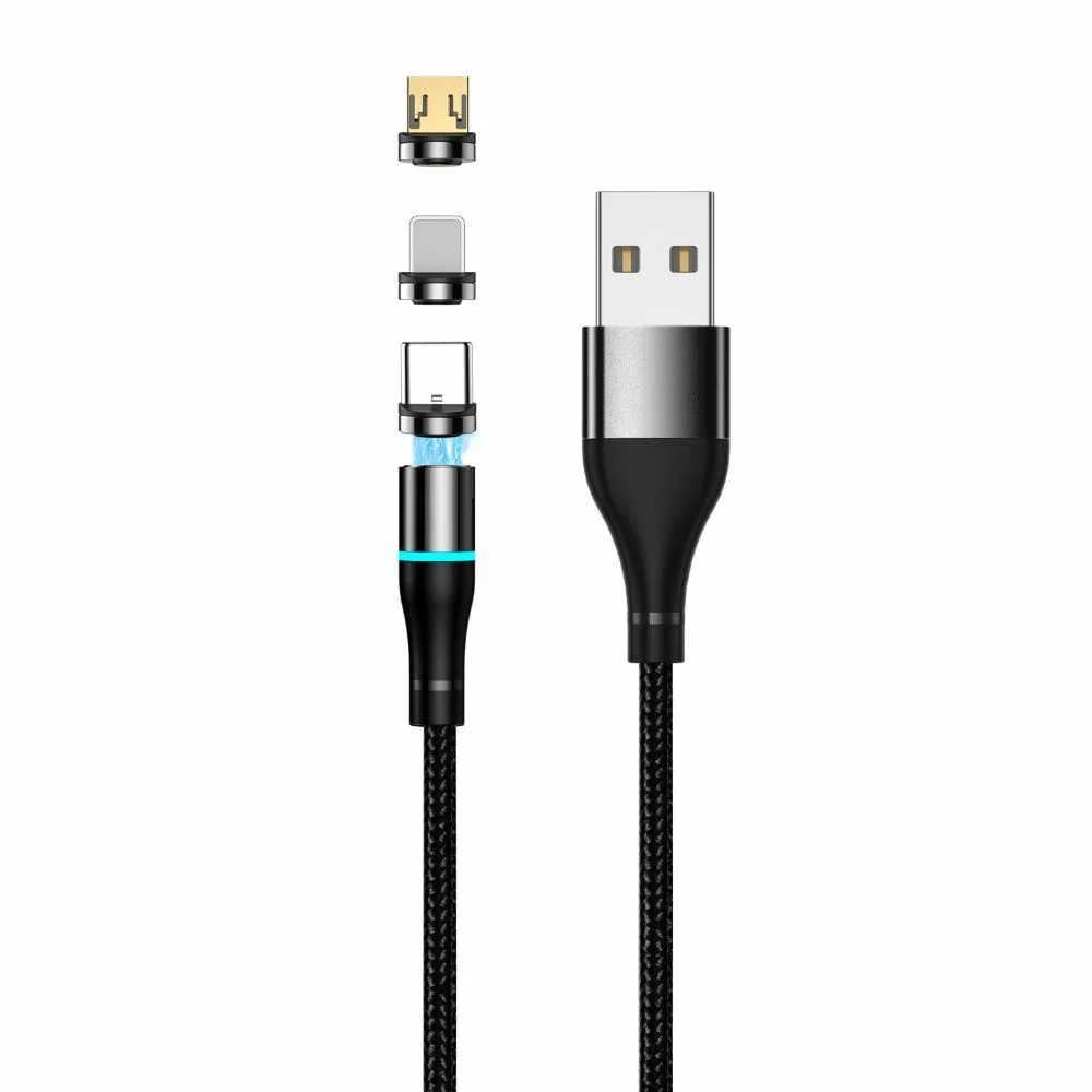 Setty USB magnetic cable 1m 2A nylon black