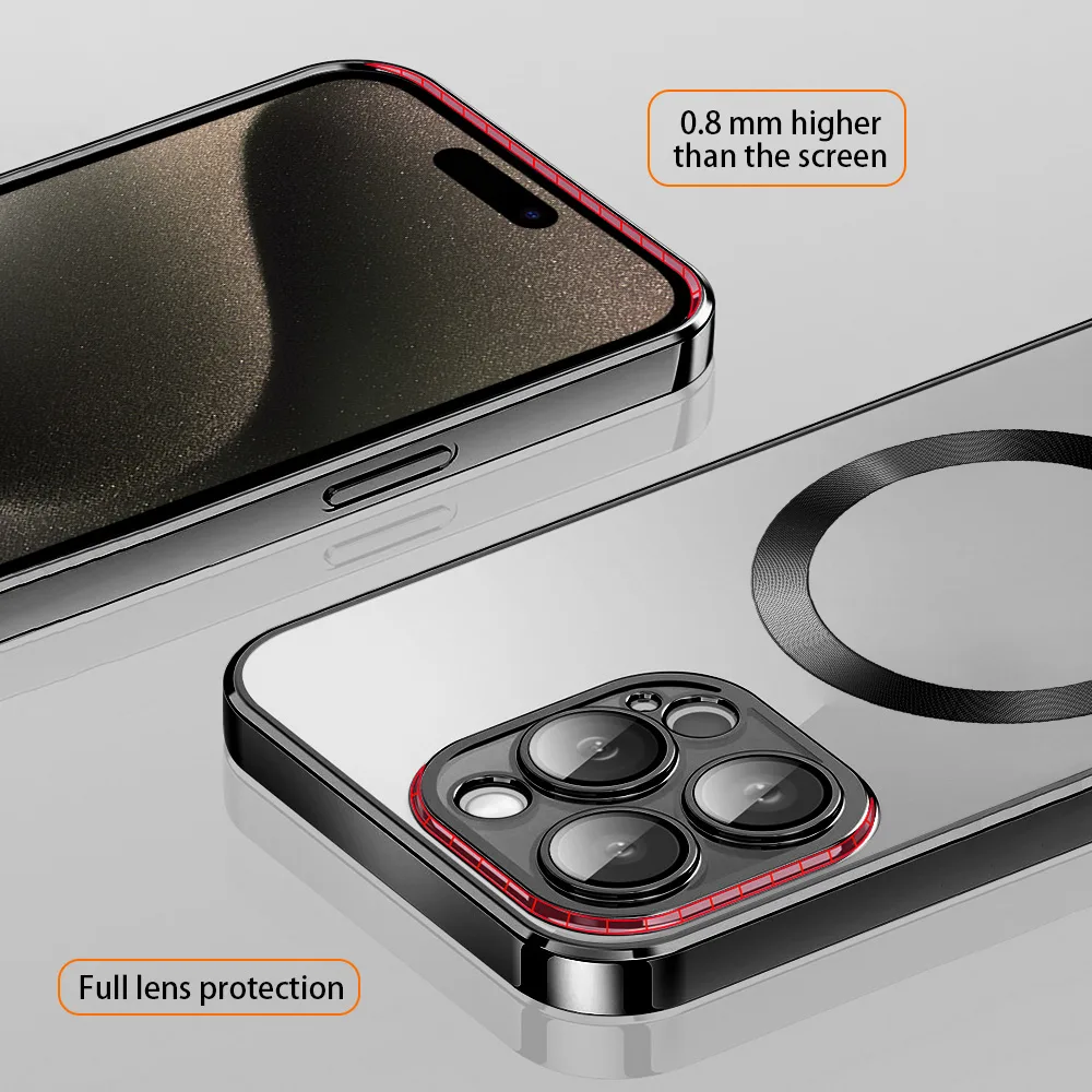 Vmax Electroplating Mag TPU-fodral för iPhone 16 Plus 6,7″ svart