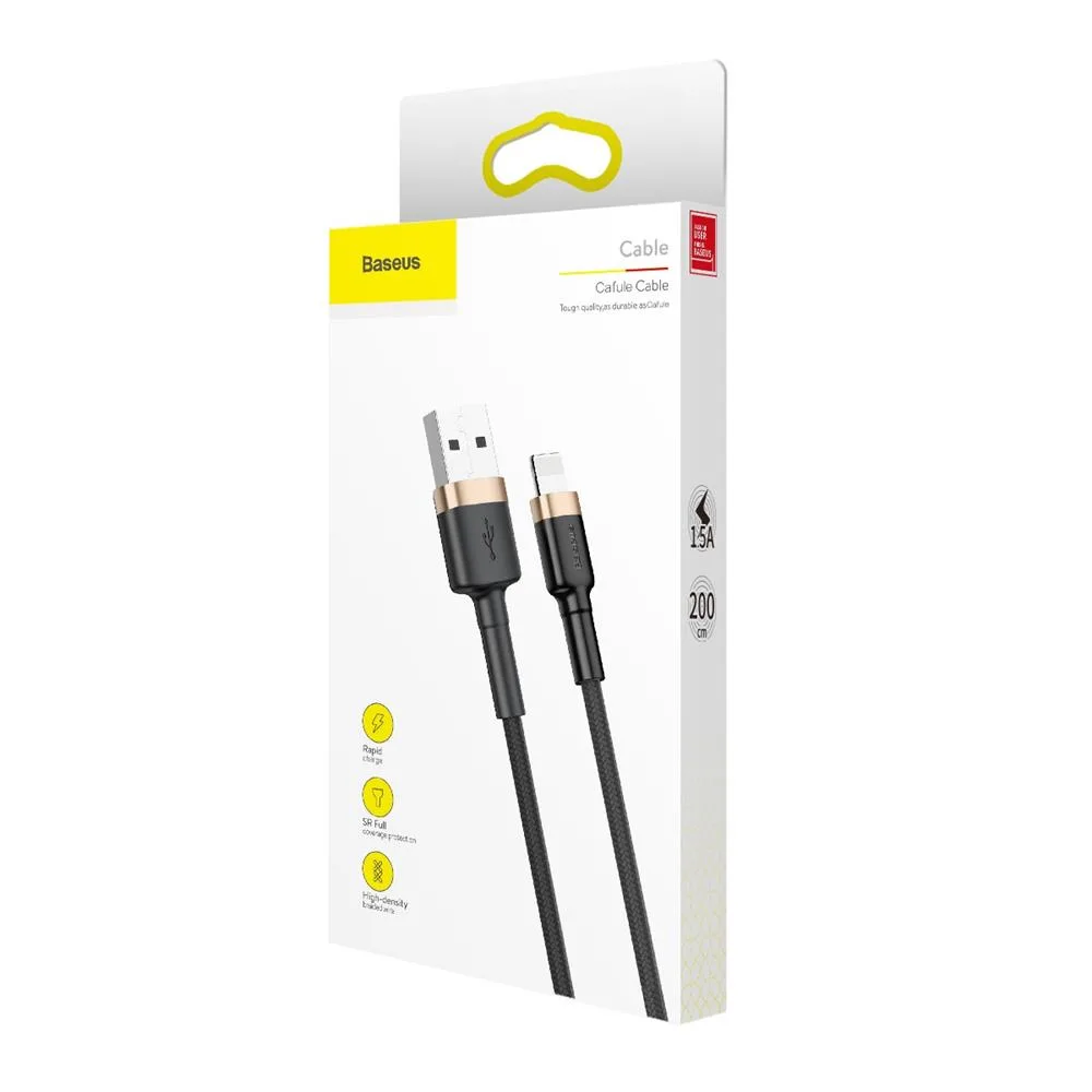 Baseus cable Cafule USB – Lightning 2,0 m 1,5A gold-black