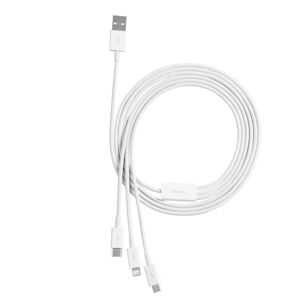Baseus cable 3in1 Superior USB – Lightning + USB-C + microUSB 1,5 m 3,5A white
