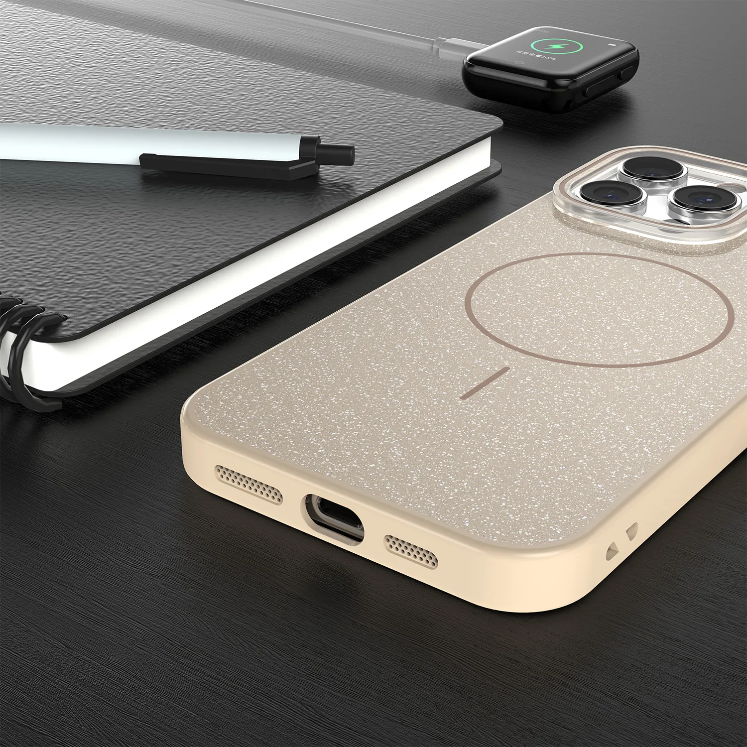Glitter Thin Mag case for iPhone 17 Pro 6,3″ brown