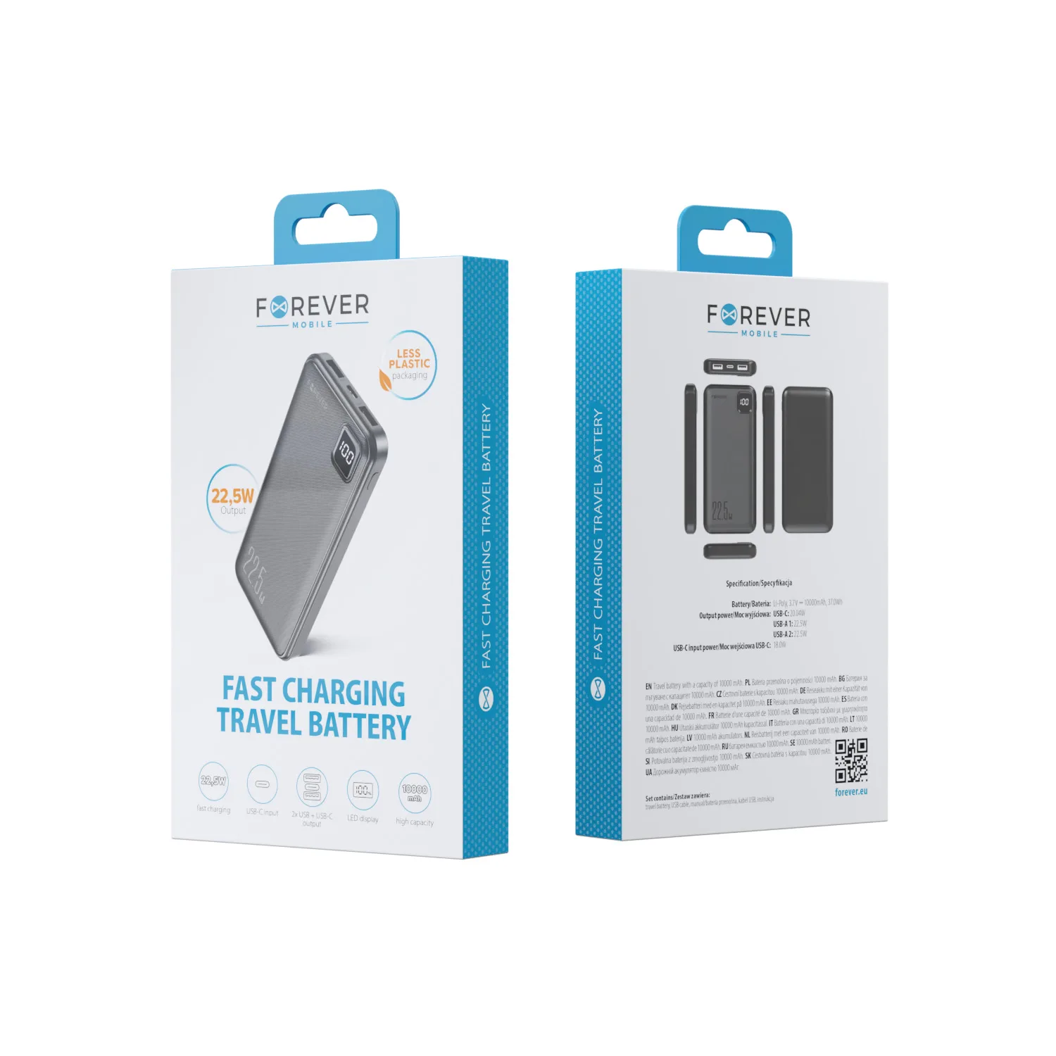 Forever power bank TB-300M PD QC 22,5W 10000 mAh black