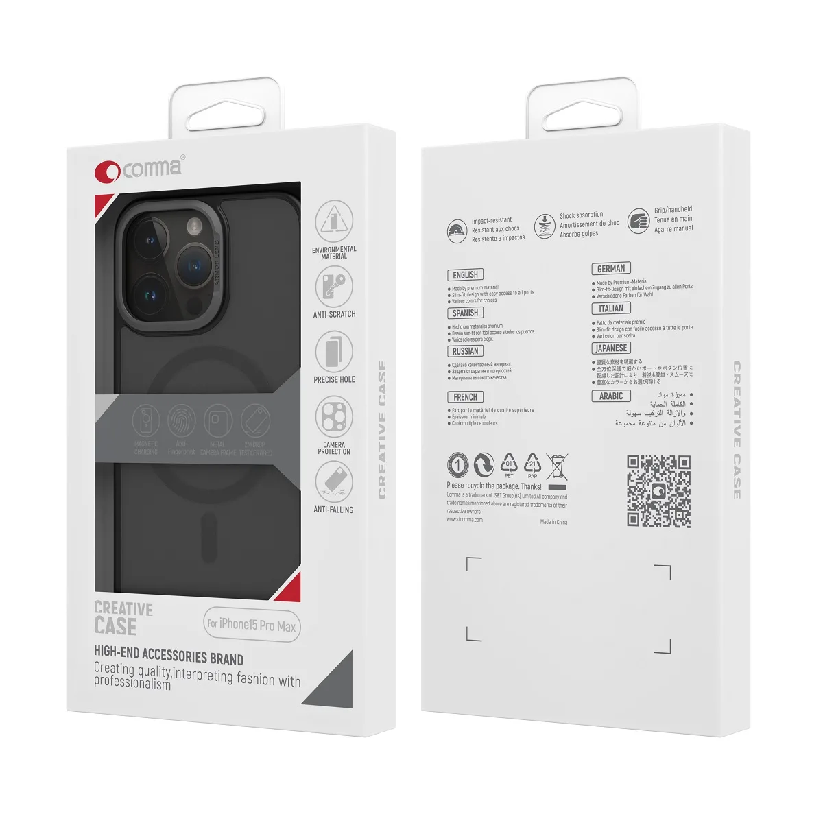 Kommafodral Joy Elegant Mag för iPhone 15 grå