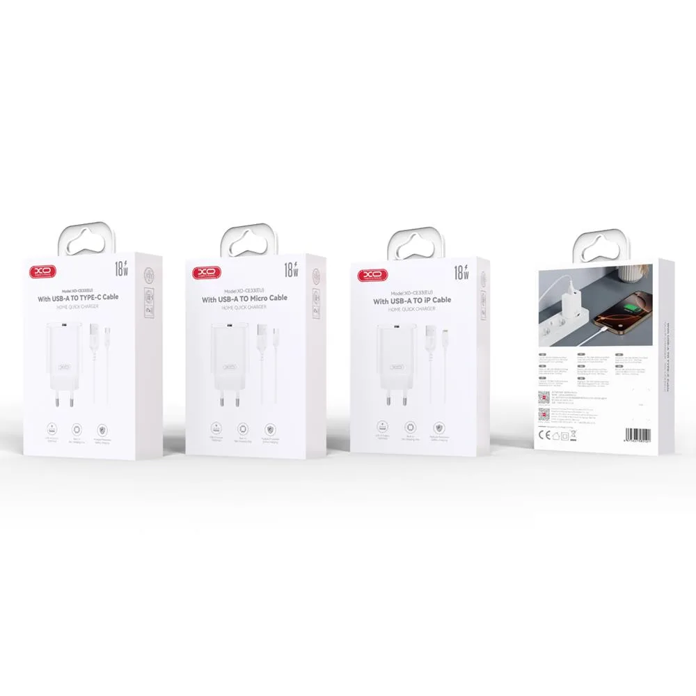 XO wall charger CE33 QC 18W 1x USB white