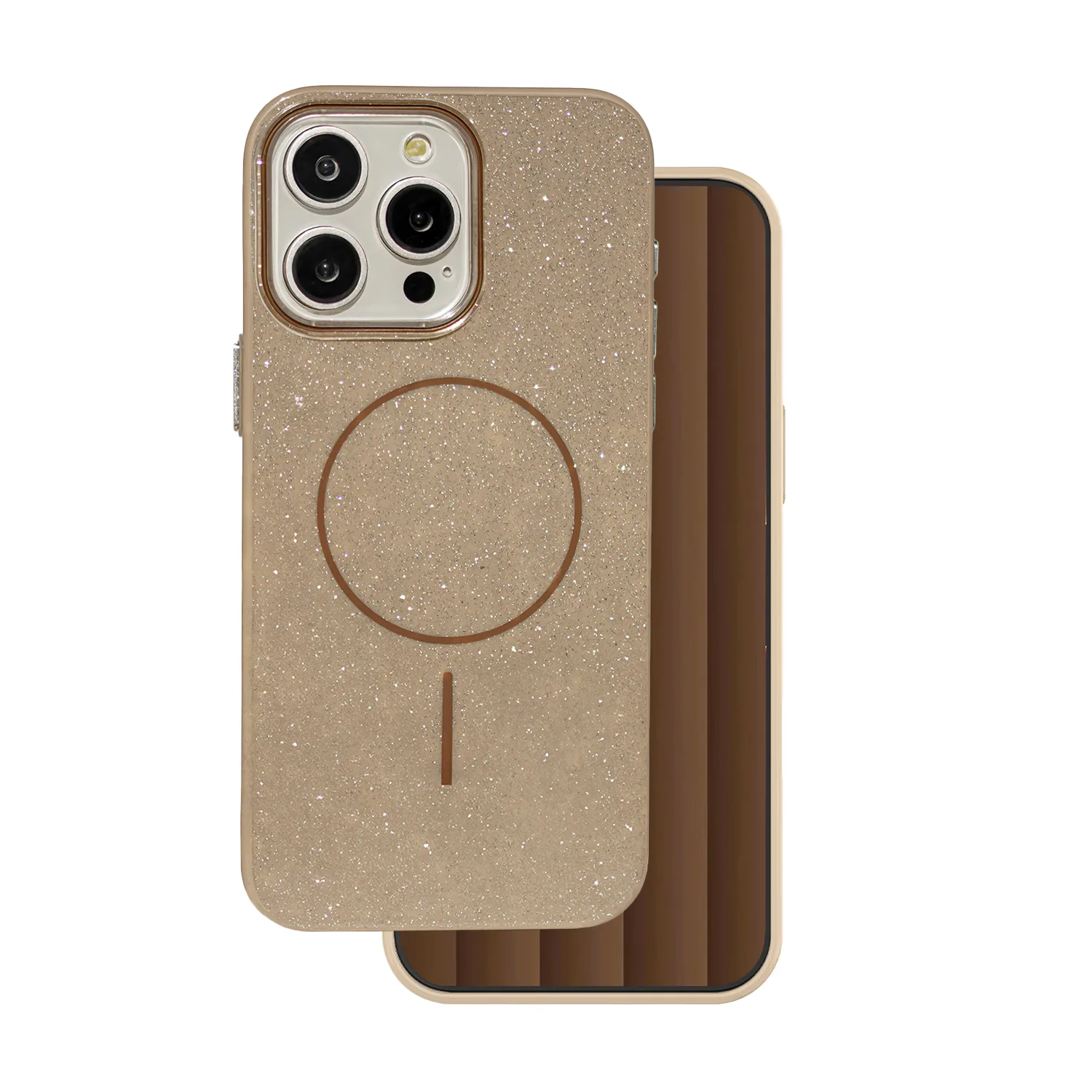 Glitter Thin Mag case for iPhone 16 Pro 6,3" brown
