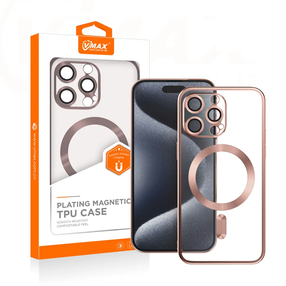 Vmax Electroplating Mag TPU-fodral för iPhone 15 Plus 6,7″ roséguld