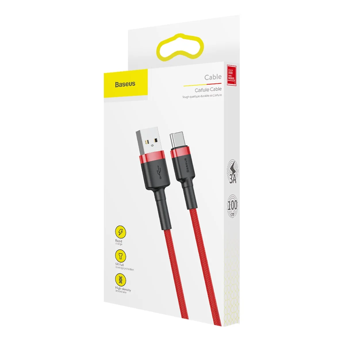 Baseus cable Cafule USB – USB-C 1,0 m 3A red