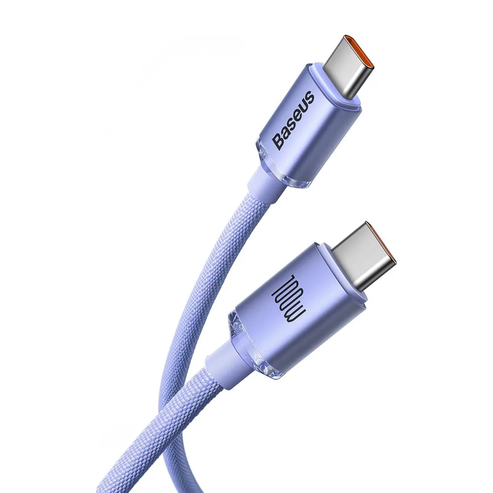 Baseus cable Crystal Shine USB-C – USB-C 2,0 m 100W purple