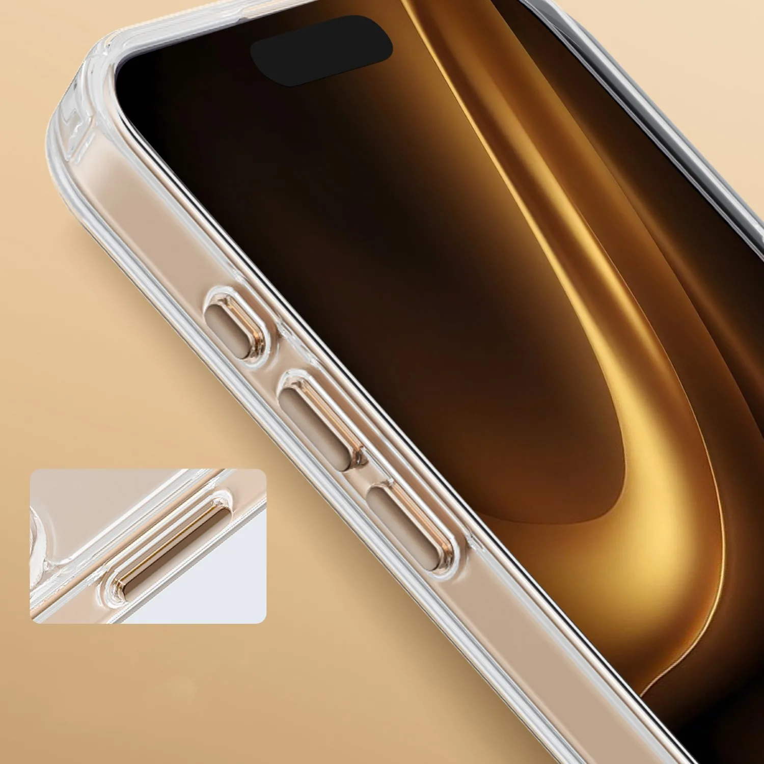 Clear Thin Mag case for iPhone 17 Pro 6,3″ gold