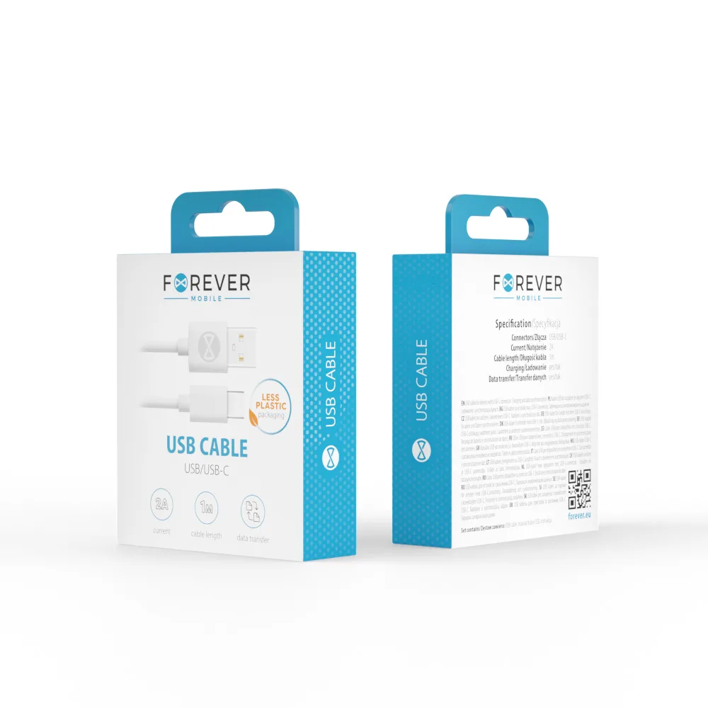 För evigt kabel USB – USB-C 1,0 m 2A vit