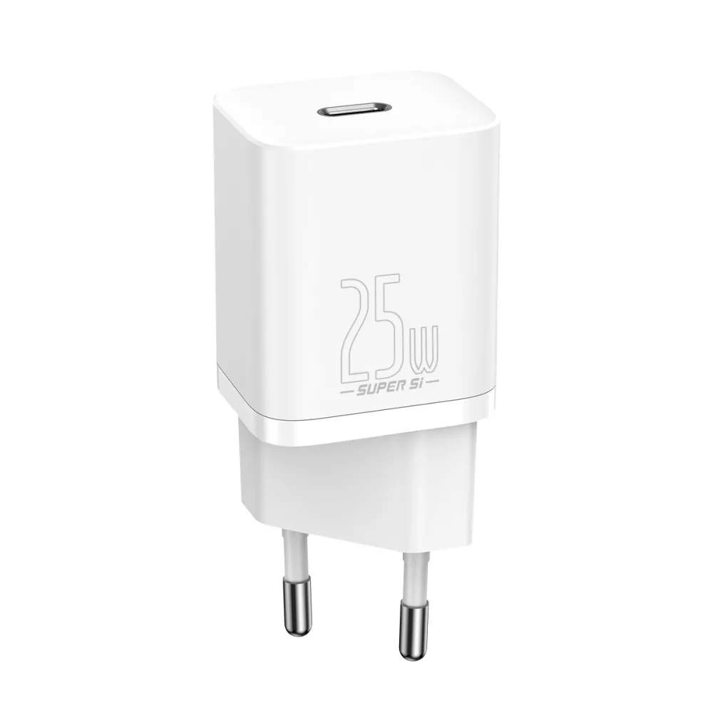 Baseus väggladdare Super Si PD 25W 1x USB-C vit + USB-C – USB-C-kabel