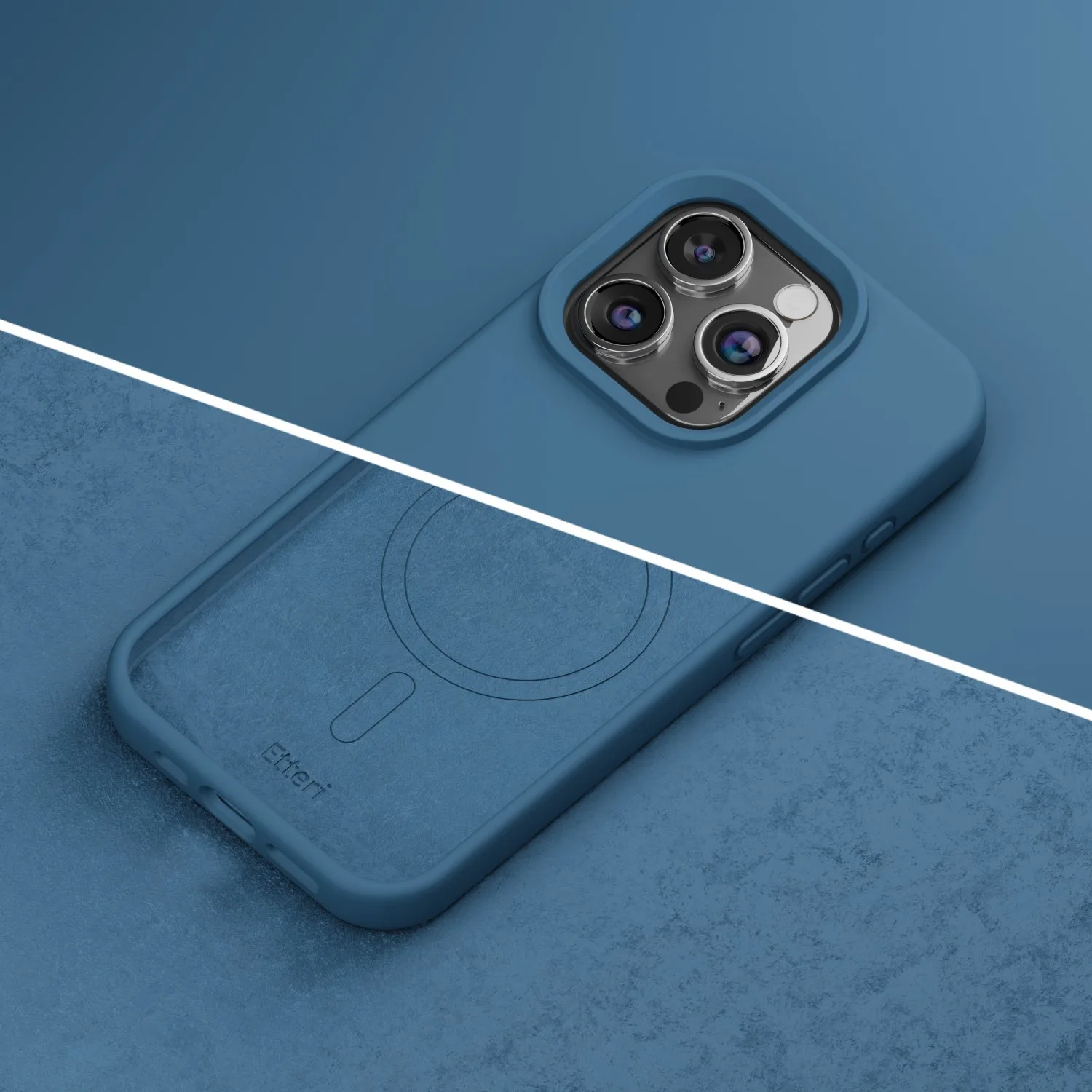 Etteri Silicone Mag-fodral för iPhone 15 Pro Max 6,7″ mörkblå