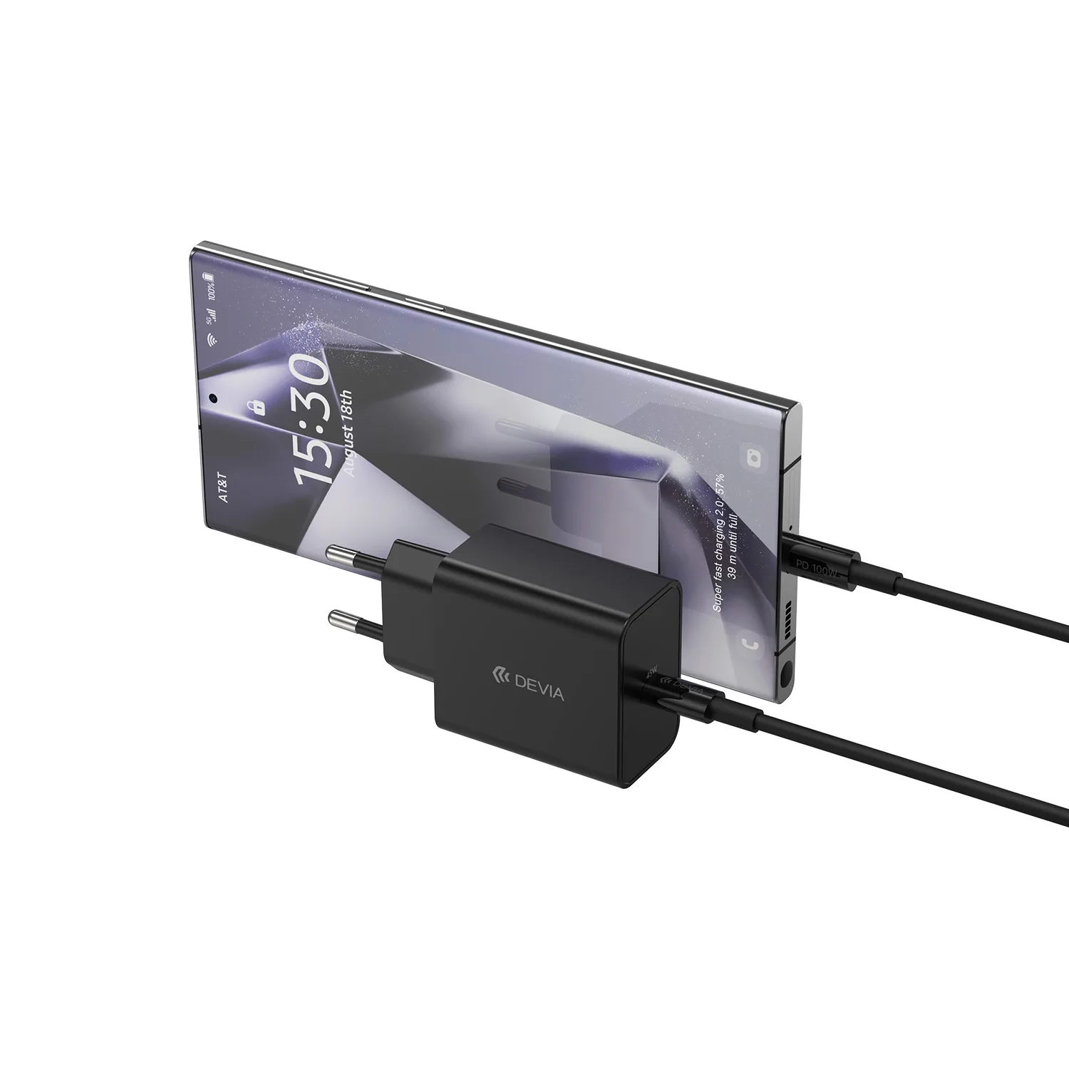 Devia väggladdare Rocket PD 45W 1x USB-C vit + kabel USB-C – USB-C
