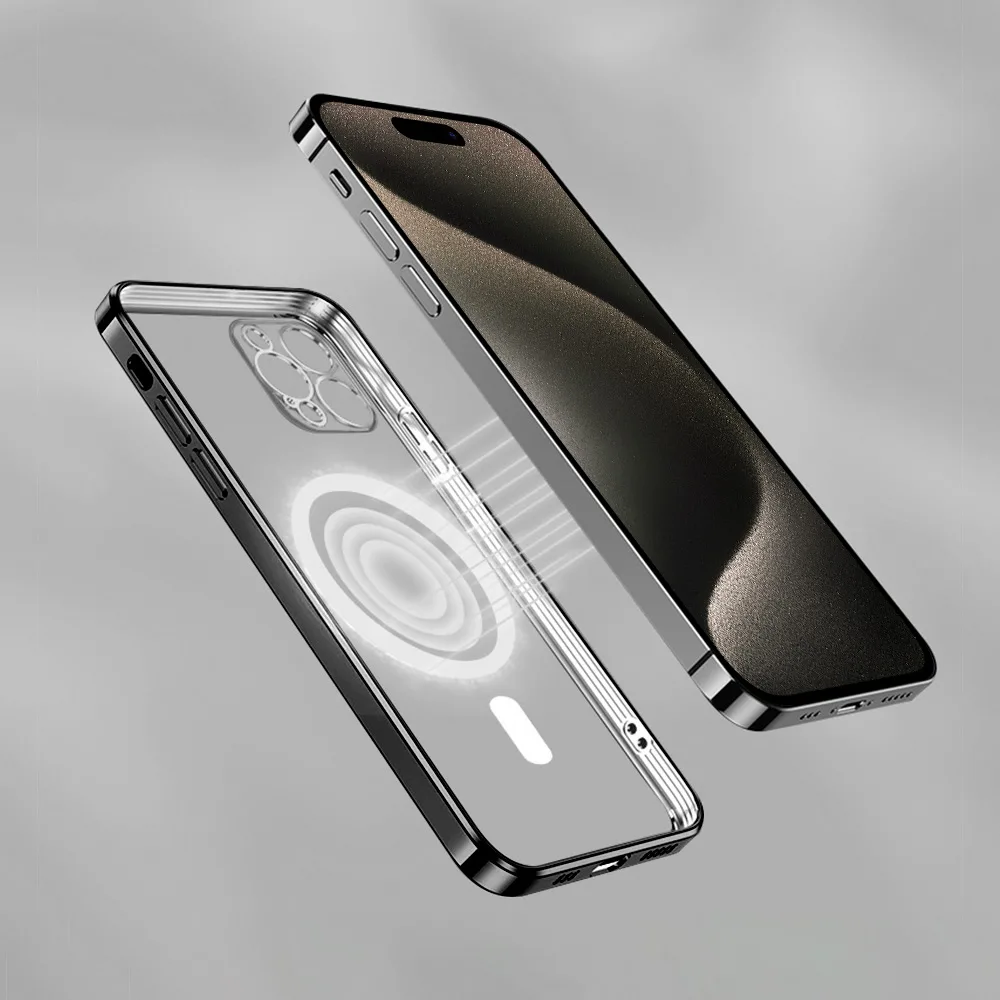 Vmax Electroplating Mag TPU-fodral för iPhone 16 Plus 6,7″ svart