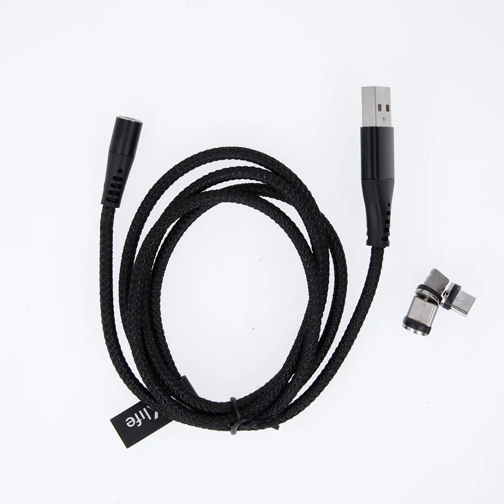 Maxlife MXUC-03 magnetkabel USB – Lightning + USB-C + microUSB 1,0 m 3A svart nylon