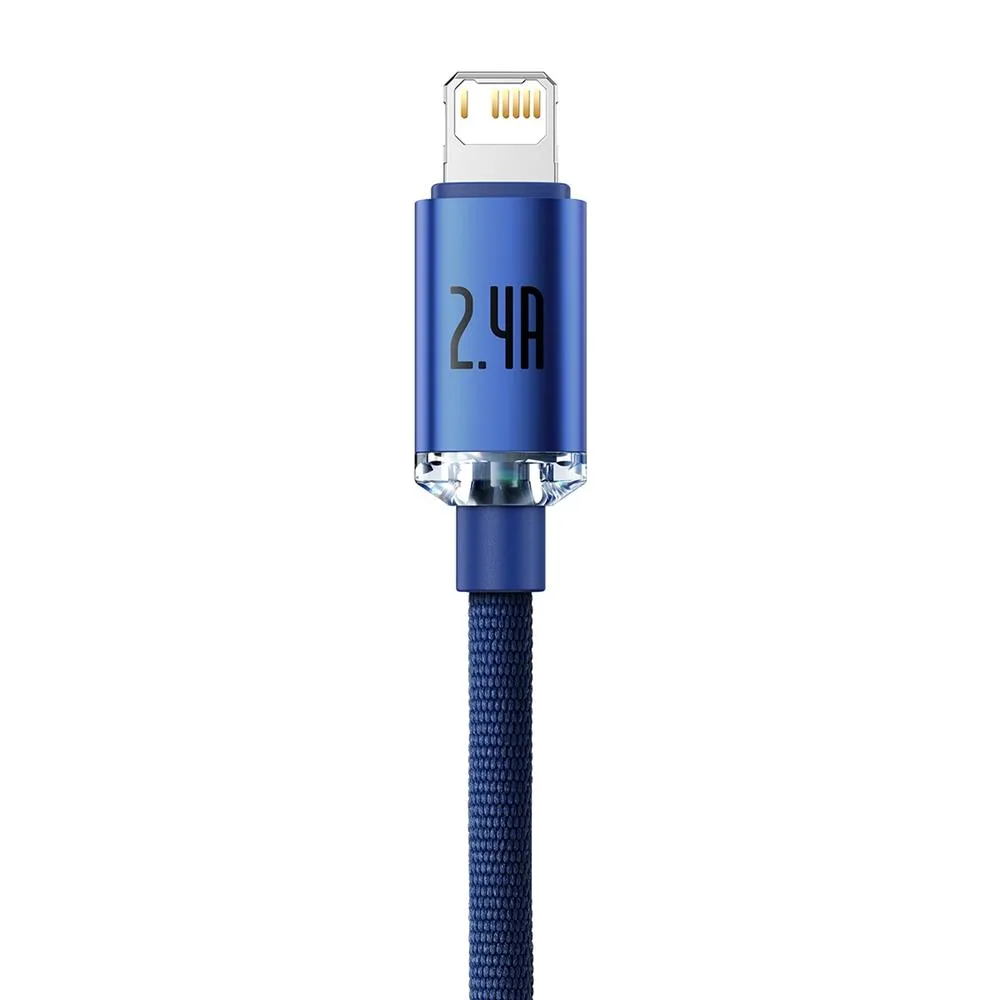 Baseus kabel Crystal Shine USB – Lightning 2,0 m 2,4A blå
