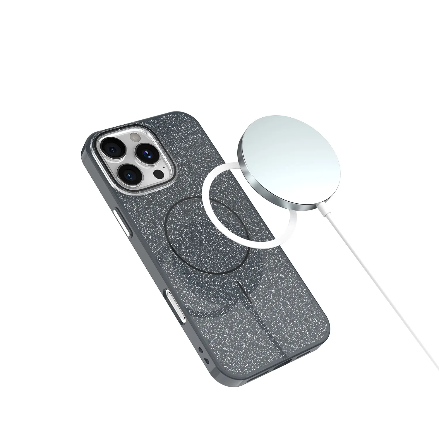 Glitter Thin Mag case for iPhone 14 6,1″ black