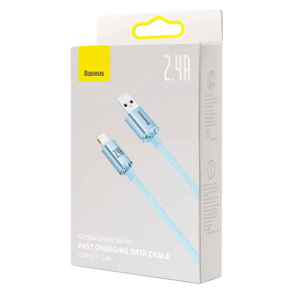 Baseus-kabel Crystal Shine USB – Lightning 2,0 m 2,4A himmelsblå