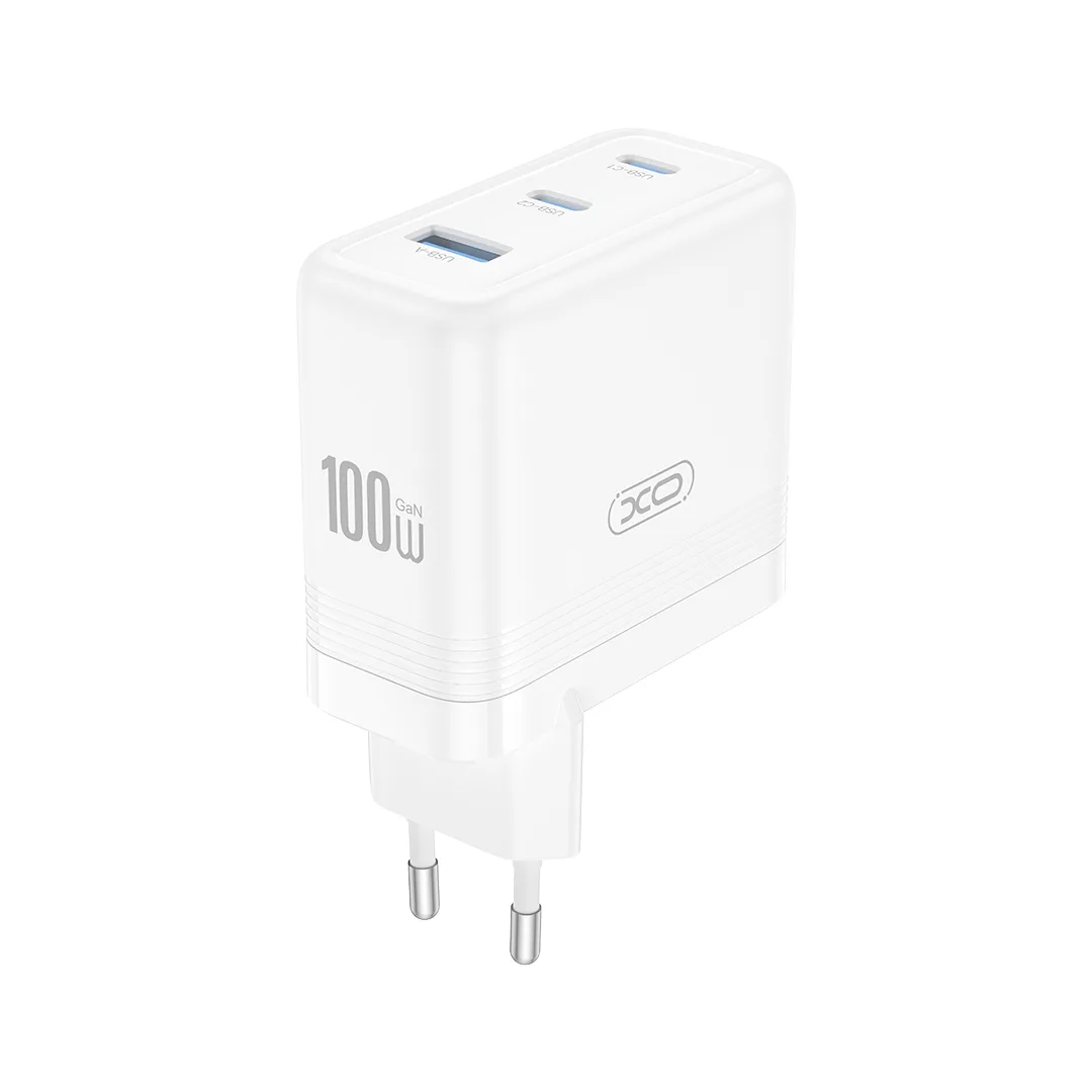 XO-väggladdare CE35 PD 100W 2x USB-C 1x USB vit