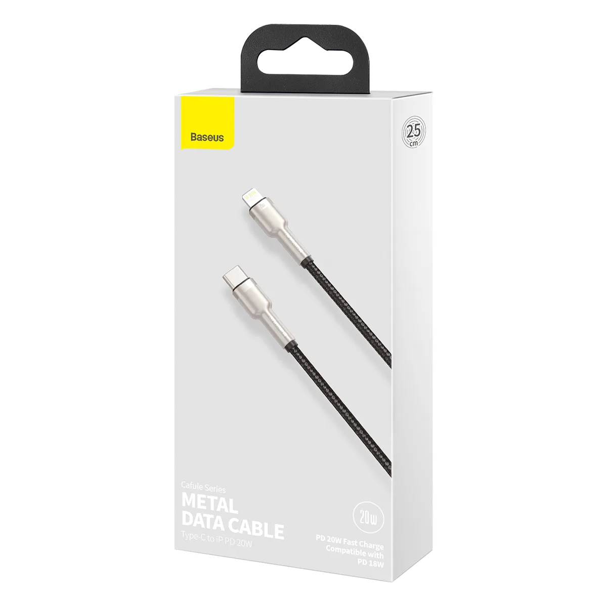 Baseus kabel Cafule Metal PD USB-C – Lightning 0,25 m svart 20W