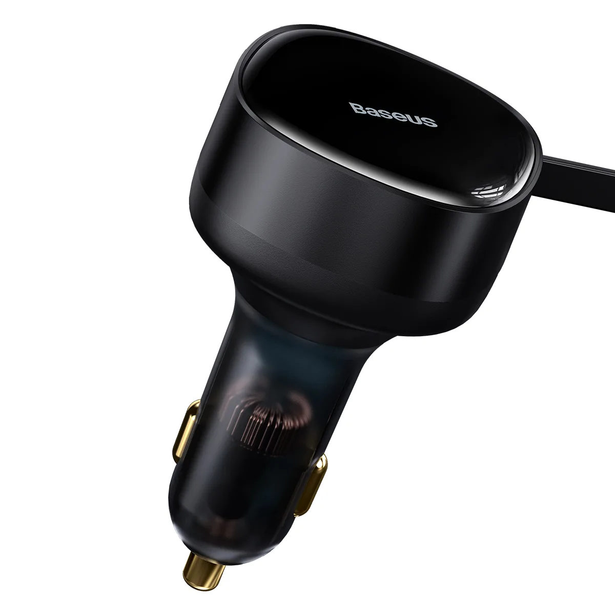 Baseus bil-laddare Enjoyment Retractable 2w1 30W svart med kabel 2x USB-C