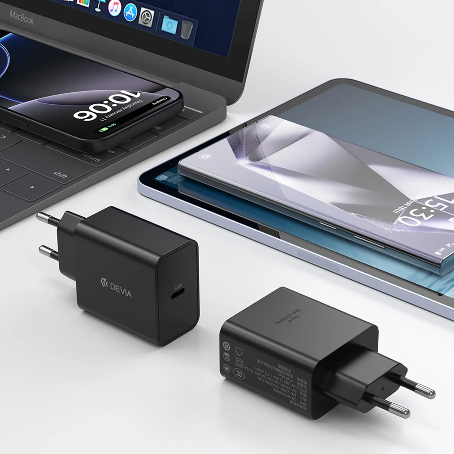 Devia väggladdare Rocket PD 45W 1x USB-C svart