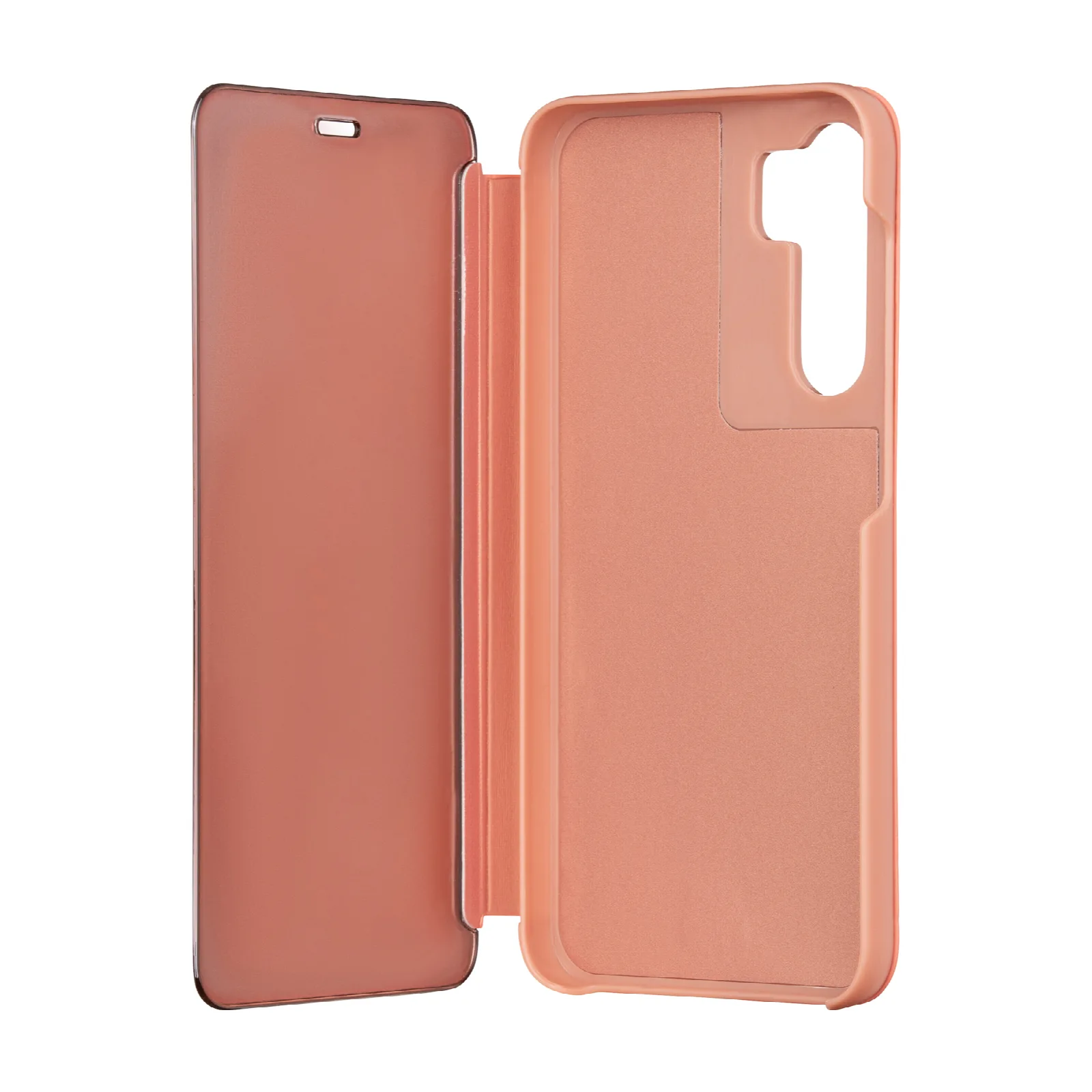 Fällbar spegelvy-fodral för Samsung Galaxy S23 FE i rosa