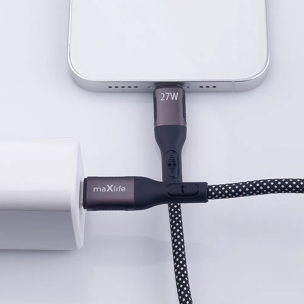 Maxlife MXUC-11 magnetic cable USB-C – Lightning 1,0 m 27W black nylon