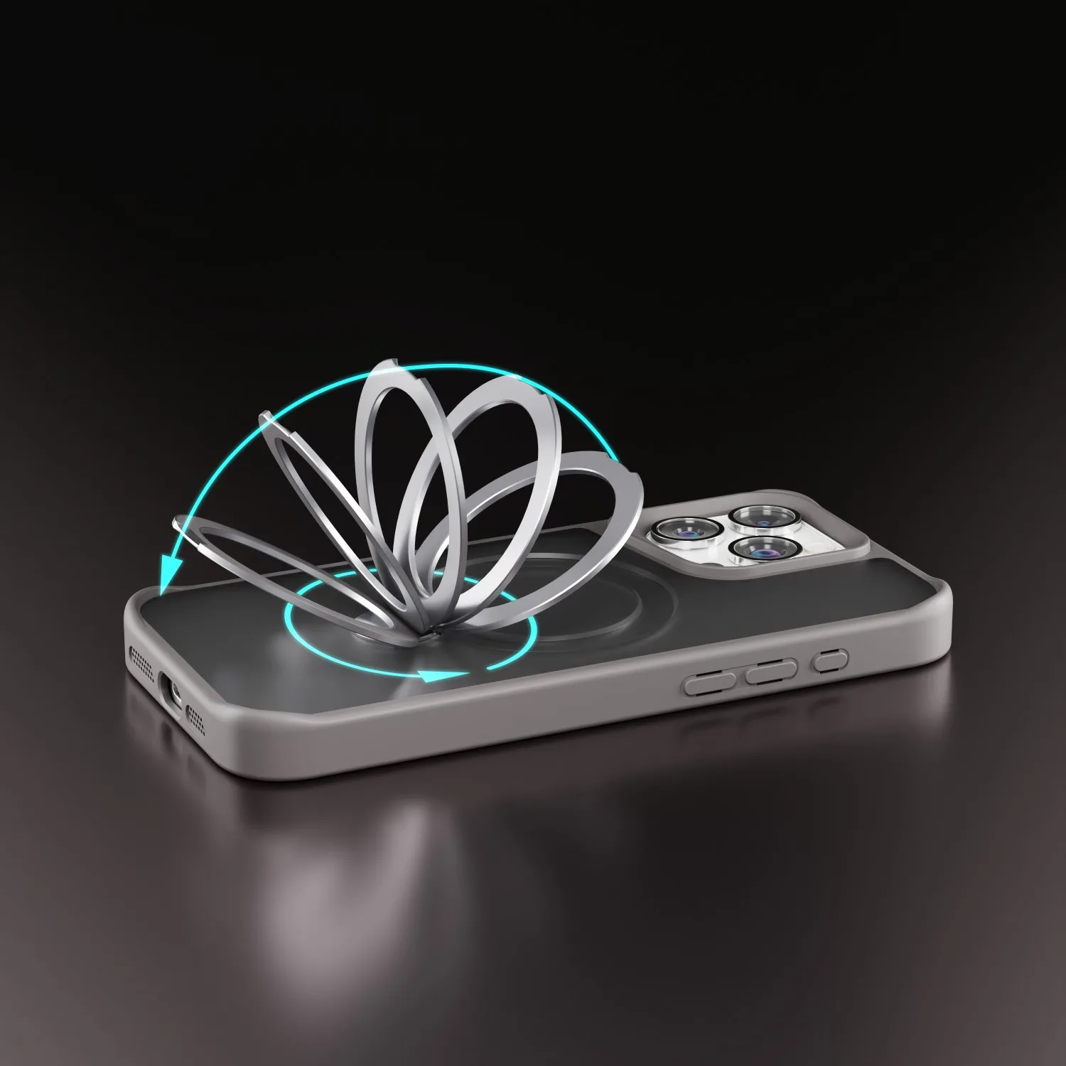 Etteri Matt Mag Ring-fodral för iPhone 15 Pro 6,1″ grå
