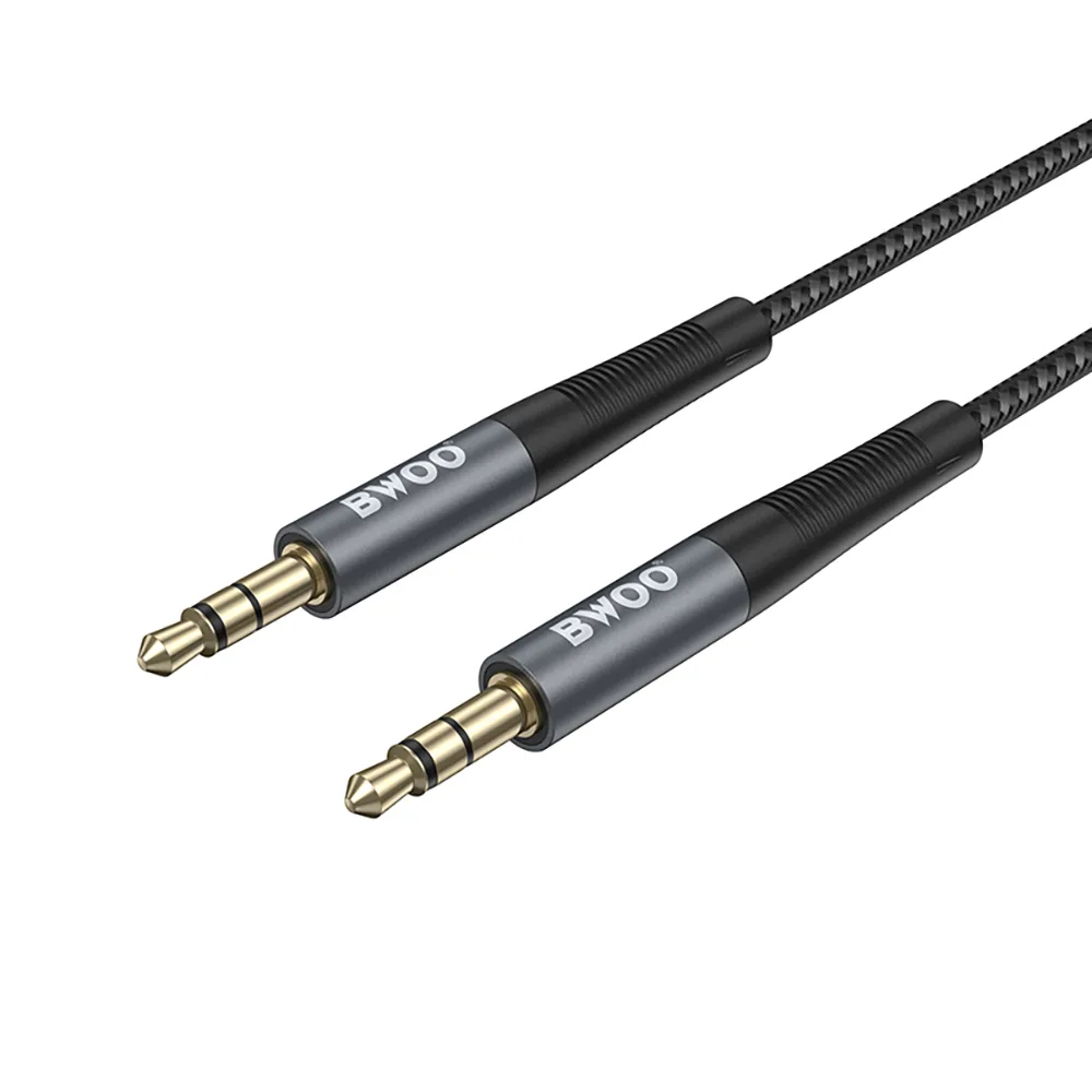 BWOO Cable AUX 3.5mm – 3.5mm Nylon Braided + Aluminum Alloy Shell BO-AUX064 black
