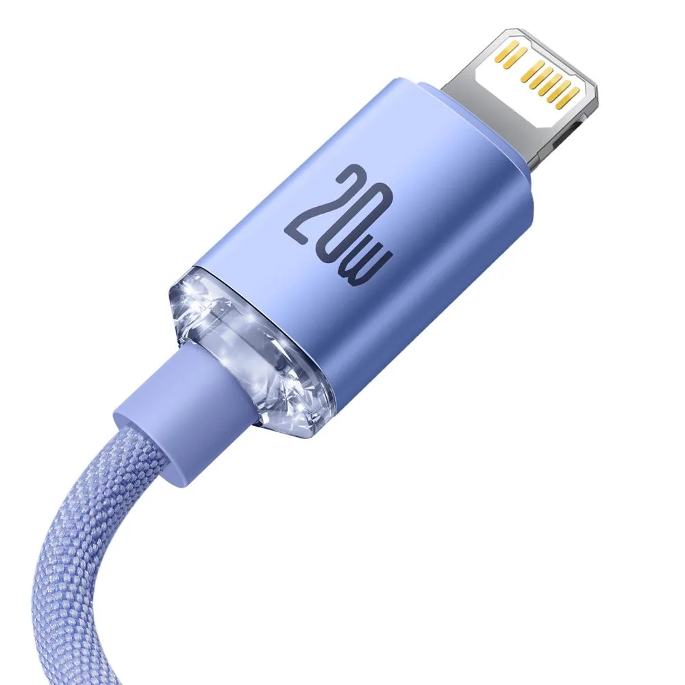 Baseus cable Crystal Shine USB-C – Lightning 1,2 m 20W purple