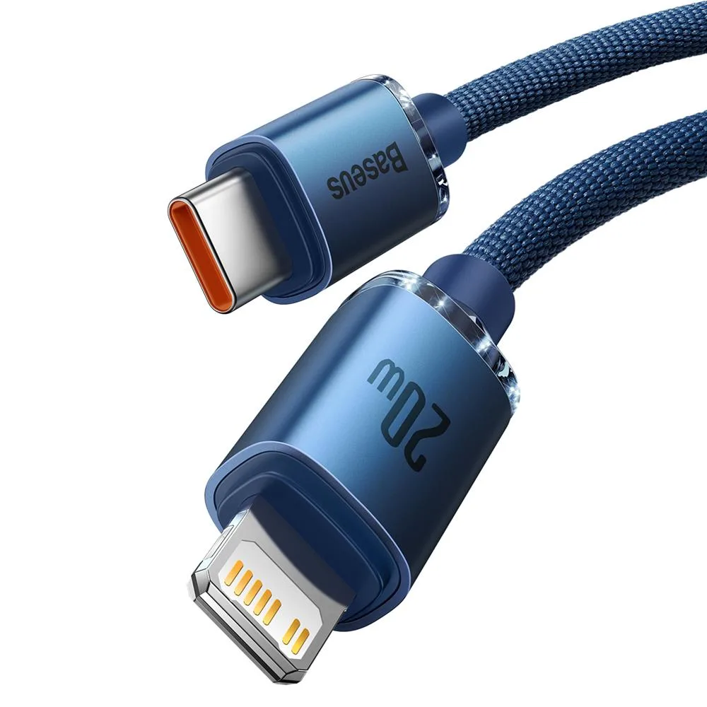 Baseus cable Crystal Shine USB-C – Lightning 2,0 m 20W blue